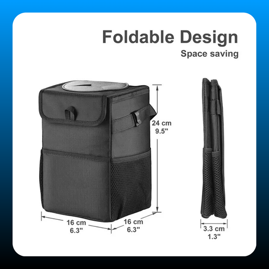 Car Trash Can with Lid & Storage Pockets