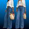 Washed Denim Wide Leg Jeans