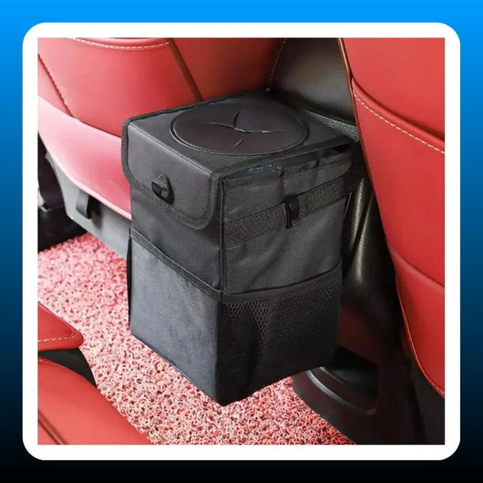 Car Trash Can with Lid & Storage Pockets