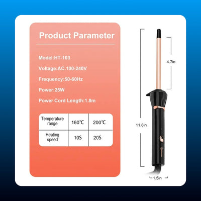 Ceramic Rectangular Barrel Curling Wand