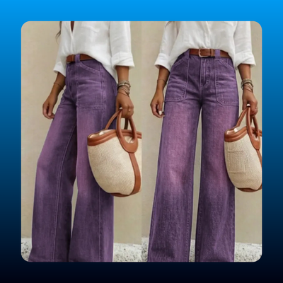 Washed Denim Wide Leg Jeans
