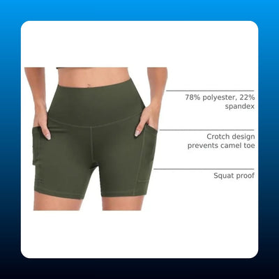 High Waist Biker Shorts with Pockets (6 Pack)
