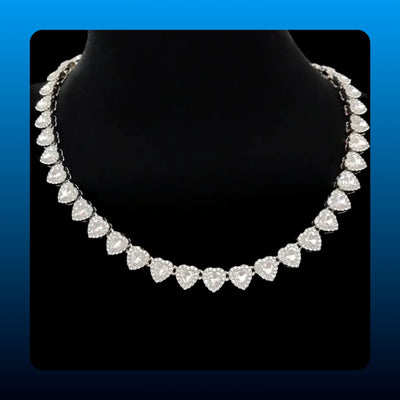 Heart Tennis Necklace and Bracelet Set