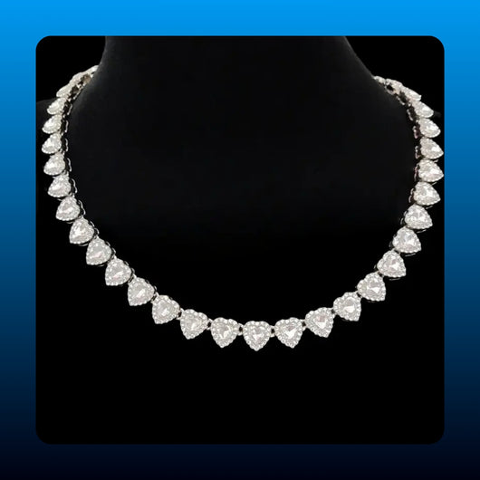 Heart Tennis Necklace and Bracelet Set
