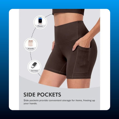 High Waist Biker Shorts with Pockets (6 Pack)