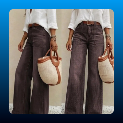 Washed Denim Wide Leg Jeans