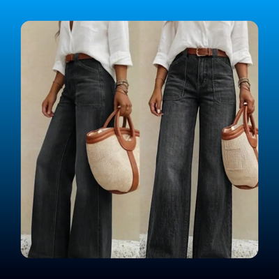 Washed Denim Wide Leg Jeans