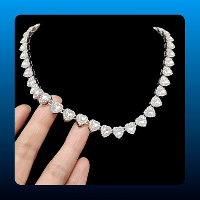 Heart Tennis Necklace and Bracelet Set