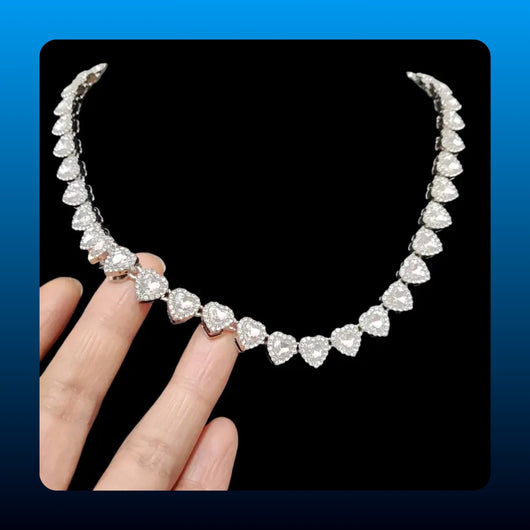 Heart Tennis Necklace and Bracelet Set