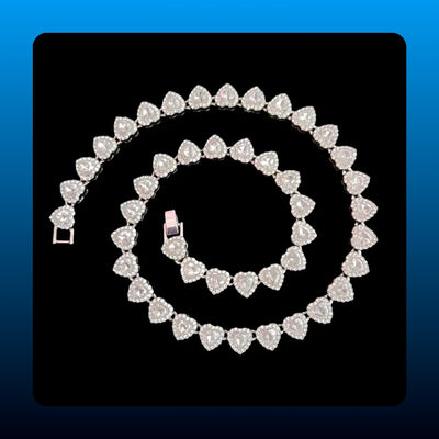 Heart Tennis Necklace and Bracelet Set