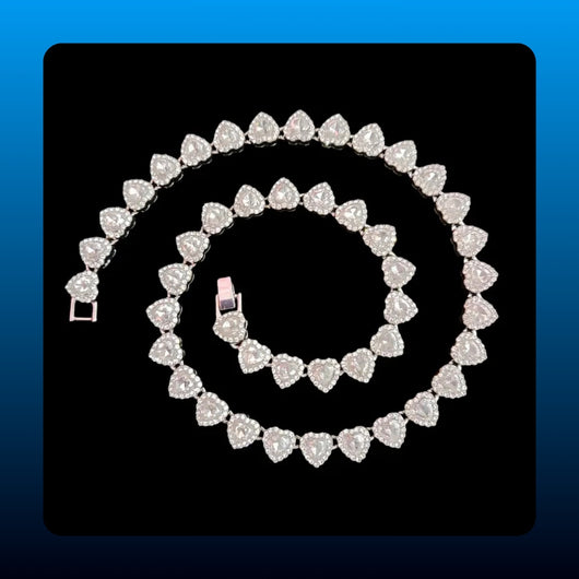 Heart Tennis Necklace and Bracelet Set