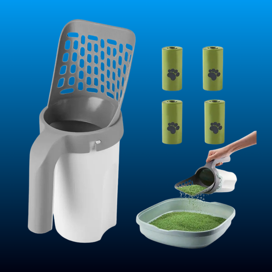 Portable Cat Litter Shovel with 4 Rolls Poop Bags