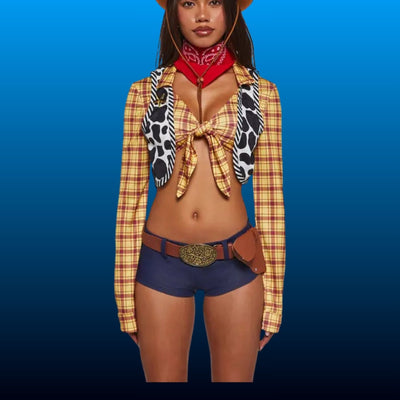 Plaid and Cow Print Cowboy Costume