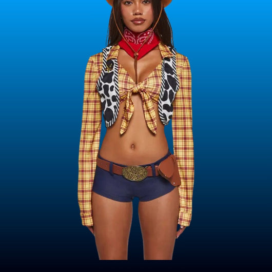 Plaid and Cow Print Cowboy Costume