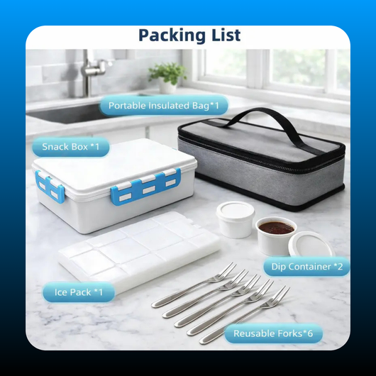 Chilled Portable Snackle Box Container with Reusable Ice Pack