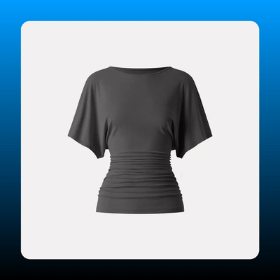 Boatneck Batwing Sleeve Ruched Top