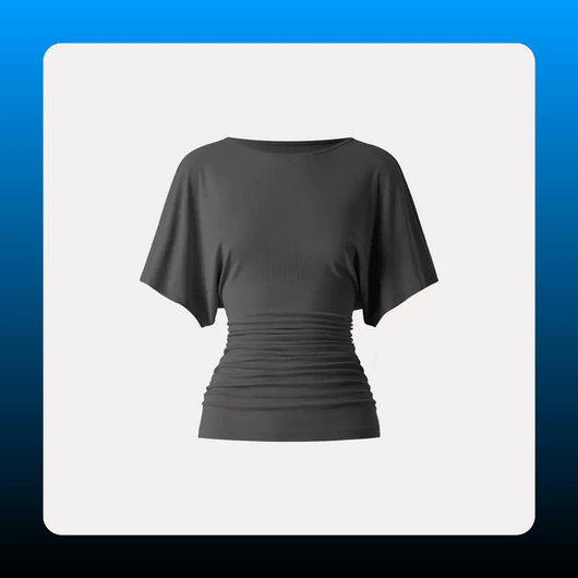 Boatneck Batwing Sleeve Ruched Top