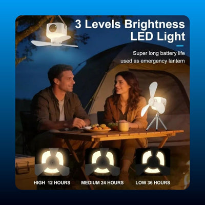Rechargeable Hanging Tent Fan with Light