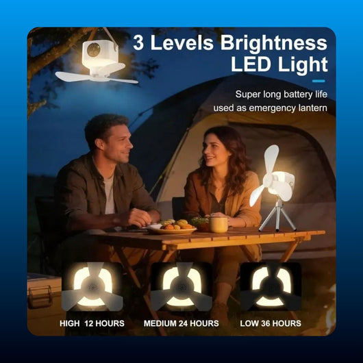 Rechargeable Hanging Tent Fan with Light