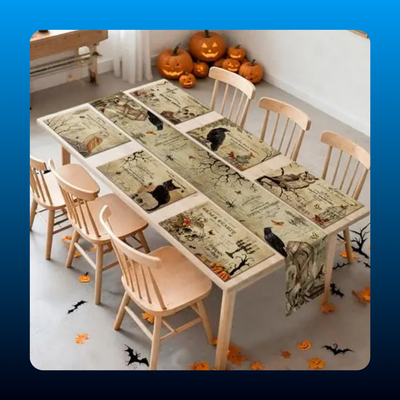 Halloween Table Runner and Placemat Set (7 Piece)