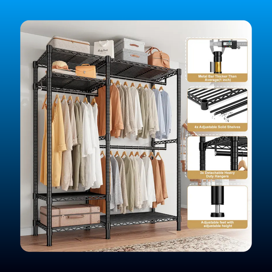 Heavy Duty Garment Rack with Shelves