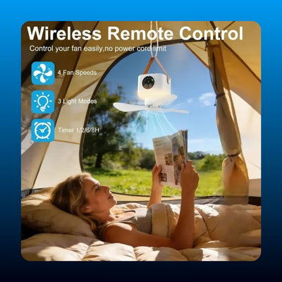 Rechargeable Hanging Tent Fan with Light