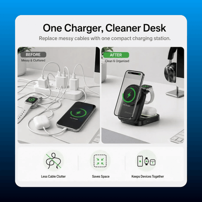 3-in-1 Foldable Magnetic Wireless Charger