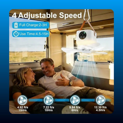 Rechargeable Hanging Tent Fan with Light