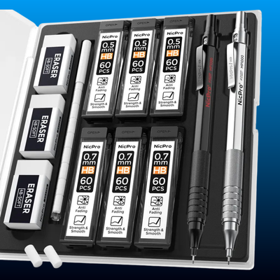 Metal Mechanical Pencil Set with Lead and Erasers