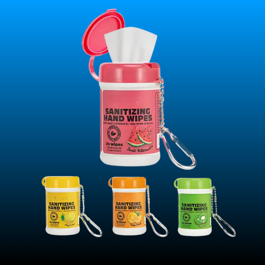Travel Size Mini Hand Wipes Keychains (4 Pack)