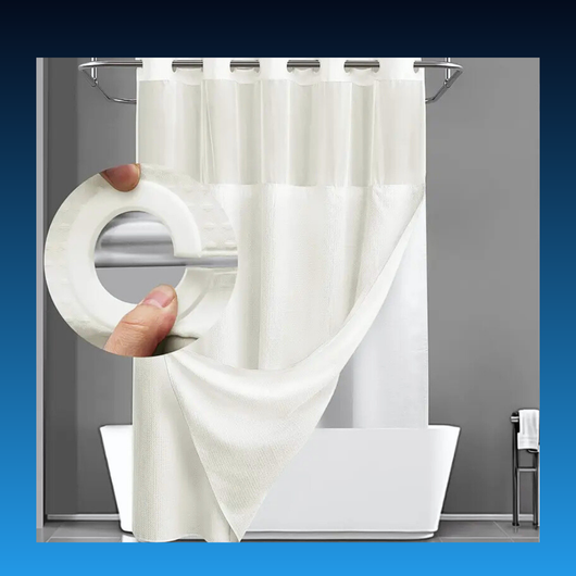 No Hook Shower Curtain with Snap in Liner (72''W x 75''H)