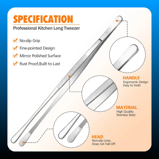 4 Pcs Fine Long Tweezer Tongs
