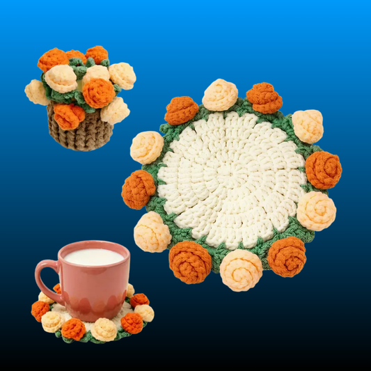 Crochet Flower Round Coaster