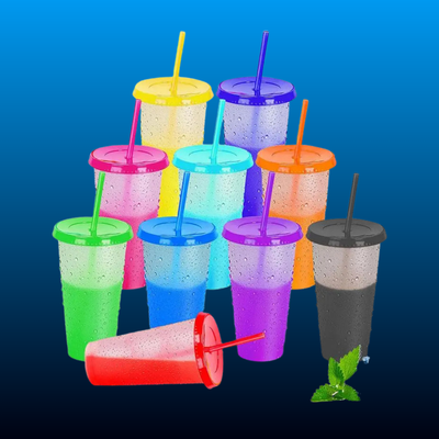 10pcs 24oz Color Changing Cups with Lids and Straws