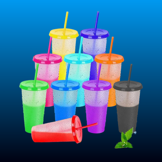 10pcs 24oz Color Changing Cups with Lids and Straws