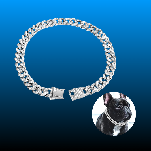Silver Dog Chain Diamond Collar