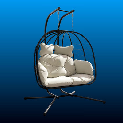 Double Hanging Egg Chair with Stand