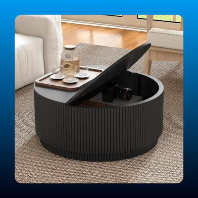 Round Fluted Coffee Table with Storage