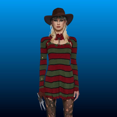 Striped Knit Horror Costume Dress