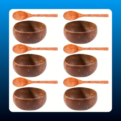 Coconut Bowls Set with Wooden Spoons (12 PCS)