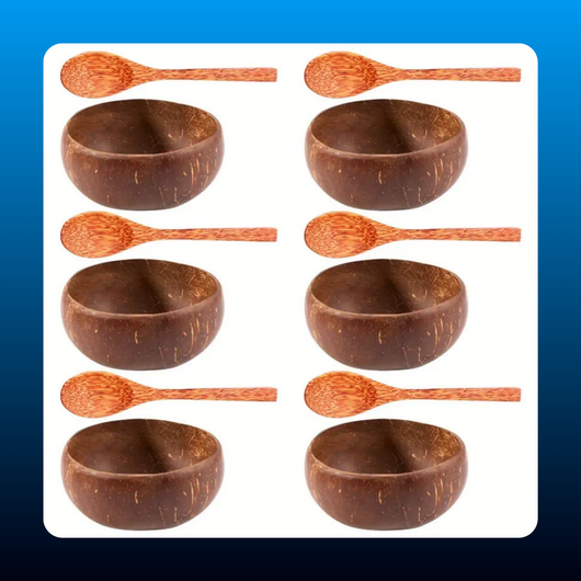 Coconut Bowls Set with Wooden Spoons (12 PCS)