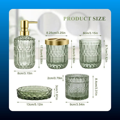 Embossed Glass Bathroom Accessory Set (5 Piece)