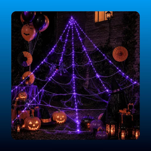 Giant Light Up Halloween Spider Web
