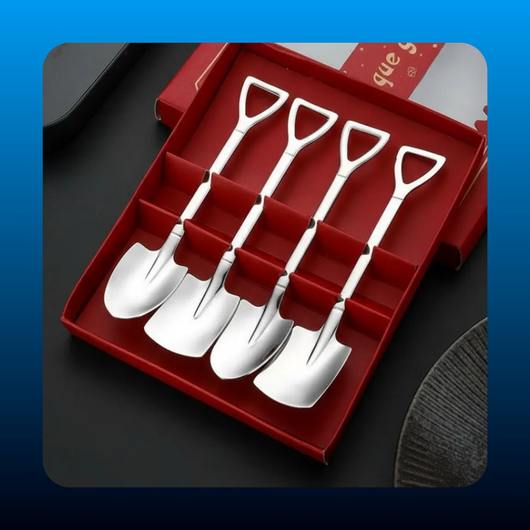 4 Pack Shovel-Shaped Stainless Steel Spoon Set