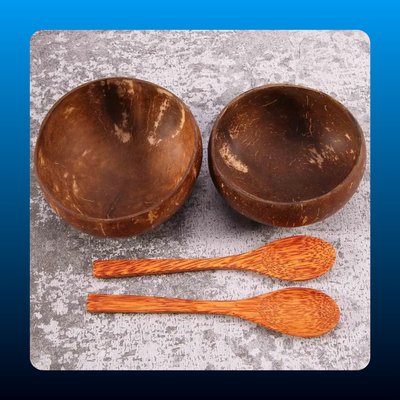Coconut Bowls Set with Wooden Spoons (12 PCS)