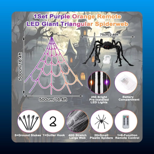 Giant Light Up Halloween Spider Web