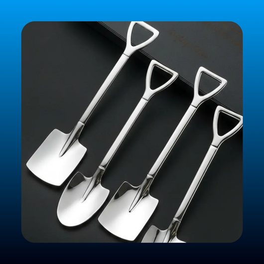 4 Pack Shovel-Shaped Stainless Steel Spoon Set