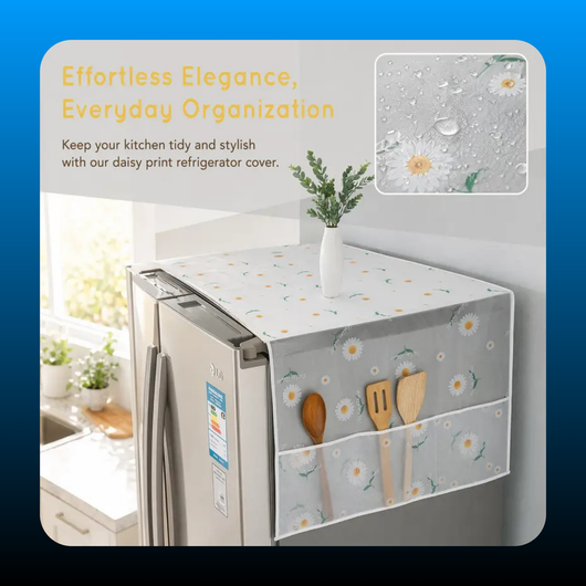 Refrigerator Dust Cover with Storage Pockets