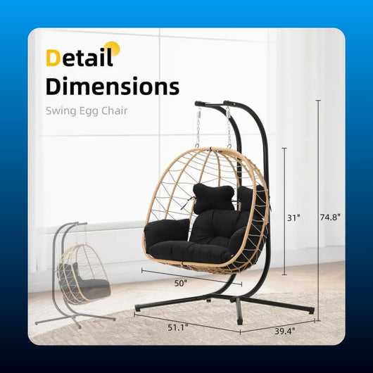 Double Hanging Egg Chair with Stand