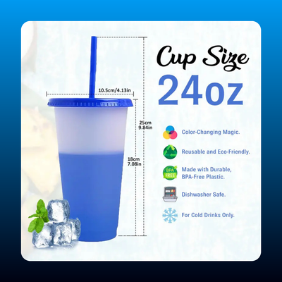 10pcs 24oz Color Changing Cups with Lids and Straws